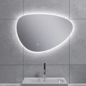 Seizoensaanbieding Wiesbaden Uovo Spiegel met LED Verlichting - Dimbaar - Spiegelverwarming - Asymmetrisch - 60x48cm
