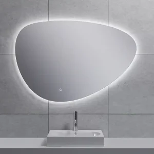 Gecertificeerd Wiesbaden Uovo Spiegel met LED Verlichting - Dimbaar - Spiegelverwarming - Asymmetrisch - 100x69cm