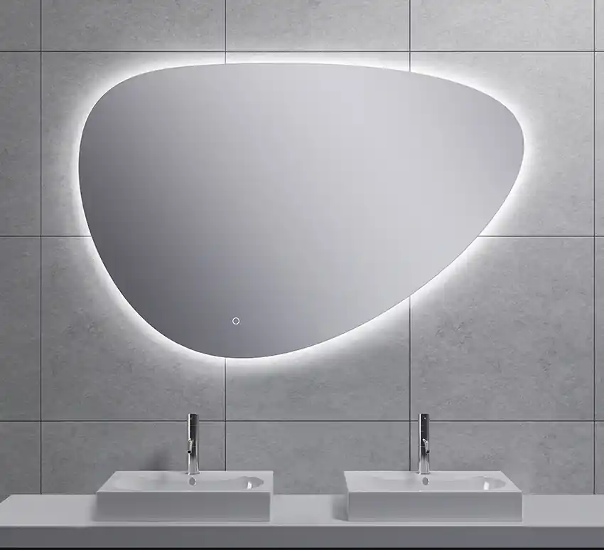 Lage Kosten Wiesbaden Uovo Spiegel met LED Verlichting - Dimbaar - Spiegelverwarming - Asymmetrisch - 140x93cm