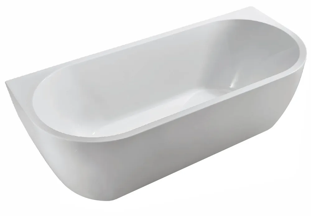 Premium Wiesbaden Wall Acryl Half-Vrijstaande Ligbad inclusief Clickwaste, Sifon & Potenset - 170x75x58cm - Wit