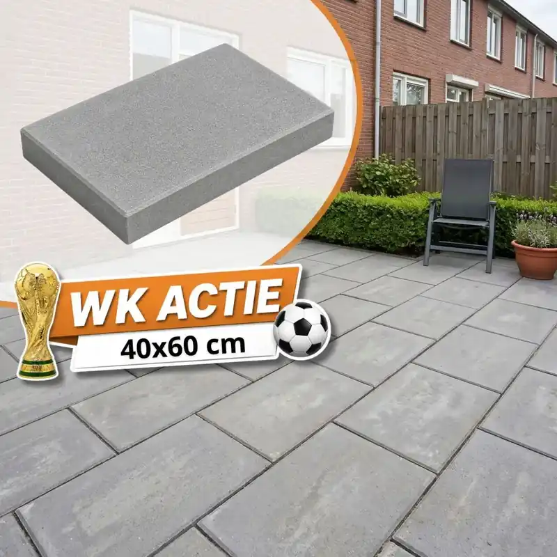 Betontegel 40x60x5 cm Grijs met facet KOMO Merkproduct