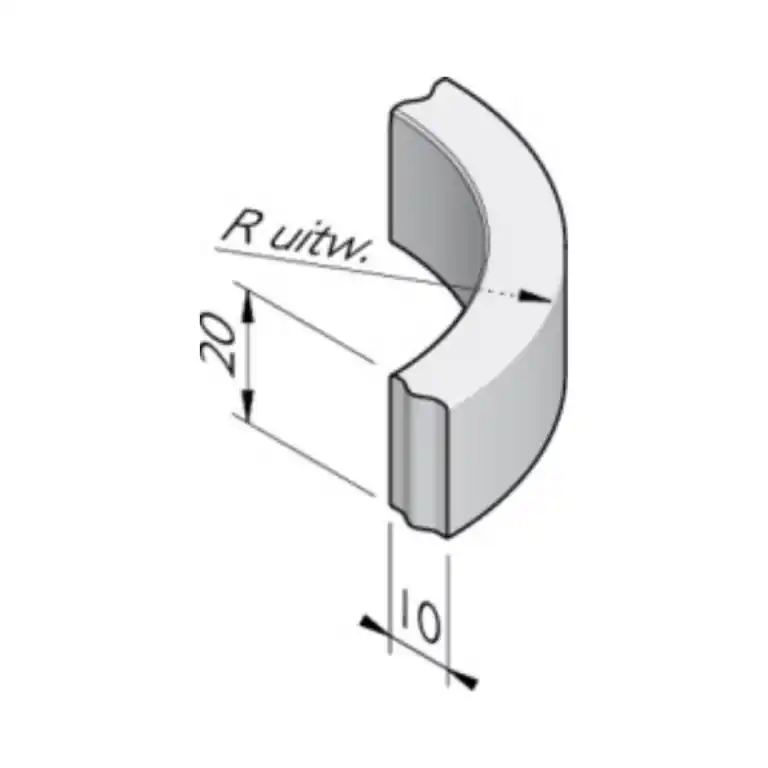 Bochtband 10x20 R= 0.50 M vb KOMO - Grijs Veilige Betaling