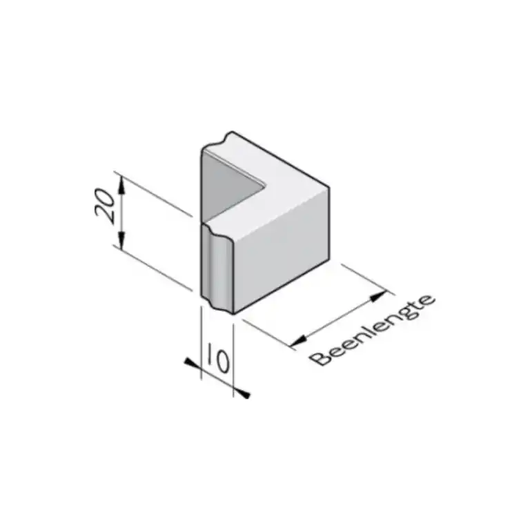 Aanbieding Hoekstuk 10x20 135° vb KOMO - Grijs