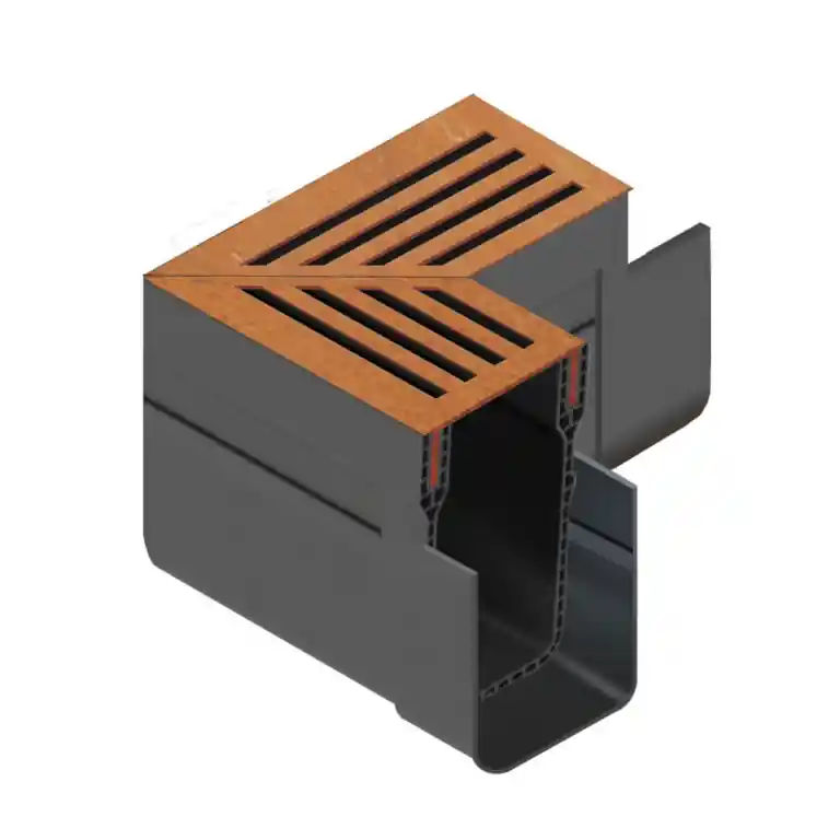 ACO Slim-Line hoekstuk + Corten rooster Actieprijs