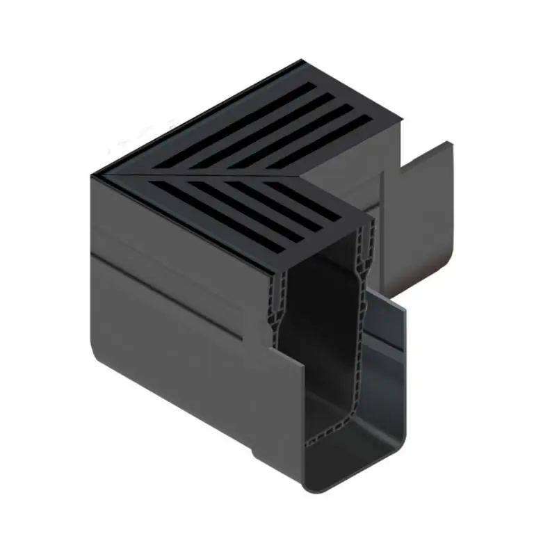 ACO Slim-Line hoekstuk + Zwart aluminium rooster Direct Beschikbaar