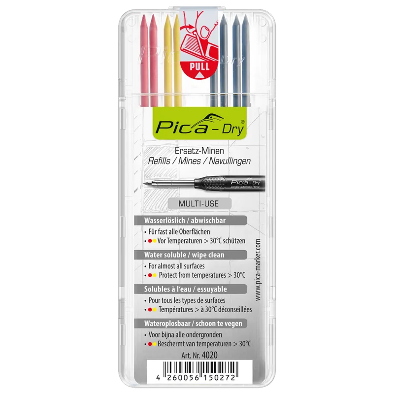 Pica Dry Multi-Use navullingen 4020 - Grafiet / Rood / Geel (8st) (€ 7.49) Weekendaanbieding