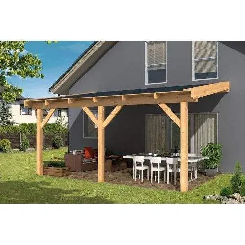 Betaalbaar DHZ Douglas Muuroverkapping met Polycarbonaat Dak 300 x 600 cm