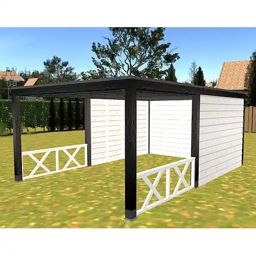Flitsaanbieding Overkapping Hillhout vuren plat dak Buitenverblijf Outline 599x399 cm