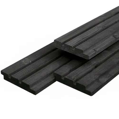 Gevelbekleding zwart gespoten geschaafd 2,2x14 cm Hete Deal