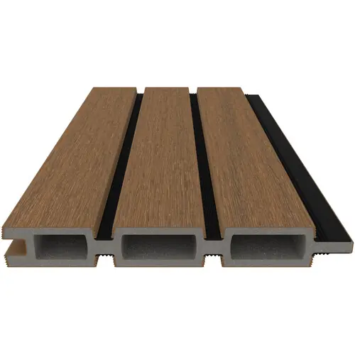 Speciale Aanbieding NewTechWood composiet co-extrusie wand bekleding Castellaton PRO35 3,3 x 21,5 x 290 cm Teak/Zwart