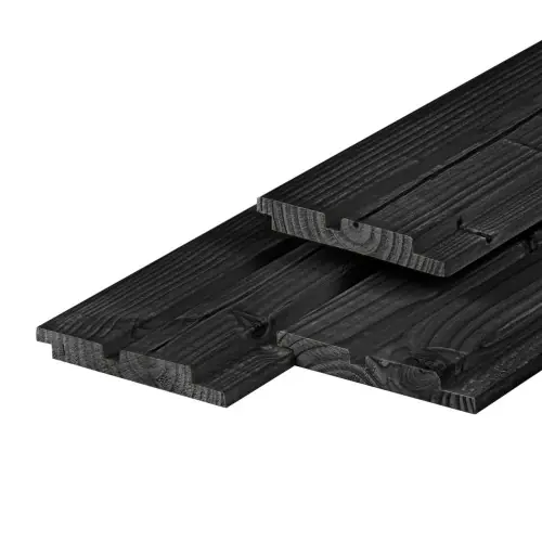 Op = Op Dubbel profiel douglas zwart gespoten geschaafd 1,9x13x500 cm