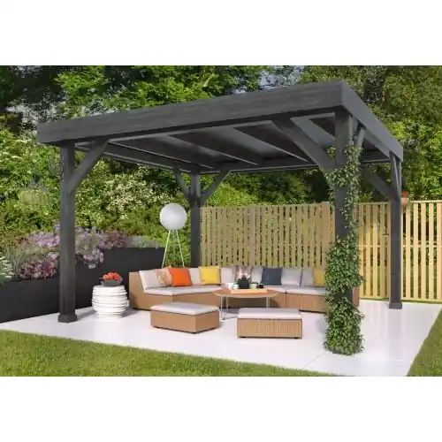 DHZ overkapping Rijssen zwart douglas 400x400 cm Nieuw