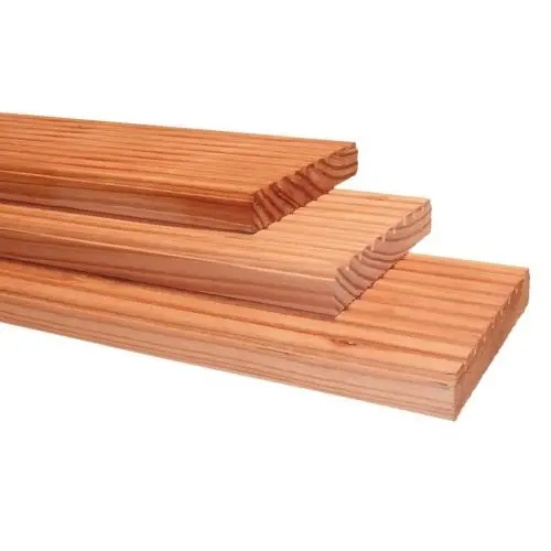 Bestseller Douglas geprofileerd dekdeel 1 zijde grof profiel 1 zijde glad 2,5x14,5x500 cm onbehandeld