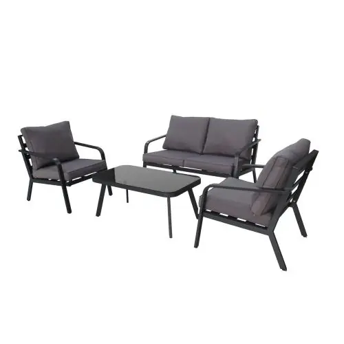 Loungeset Dominica zwart aluminium Direct Verzonden