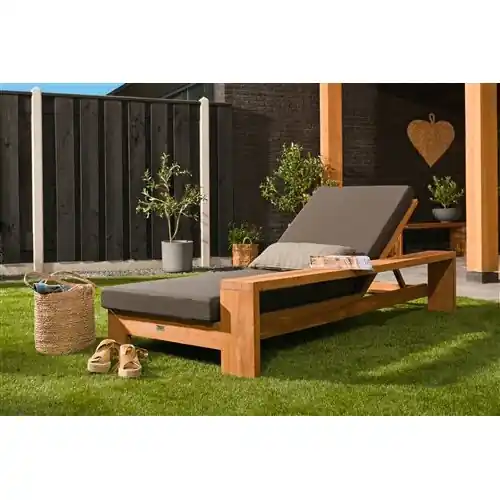 Teak sunlounger Danau 210x90x40 cm Veilige Betaling