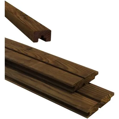 Koopje Douglas plankenscherm 2 zijdig dubbel rhombus bruin geïmpregneerd 187x224 cm