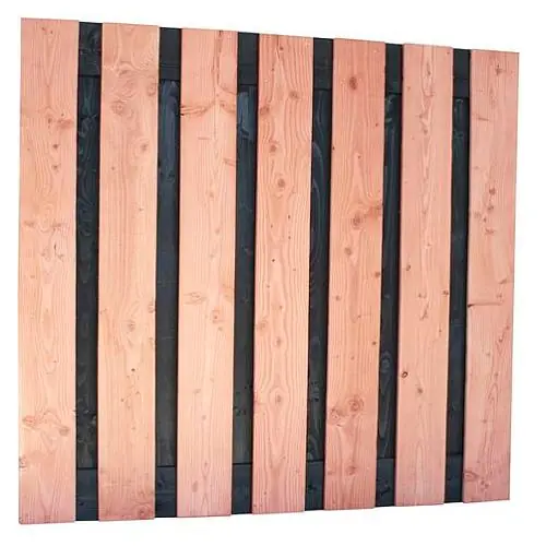 Douglas tuinscherm 19 mm 15-planks 180x180 cm zwart/douglas Beperkt Aanbod