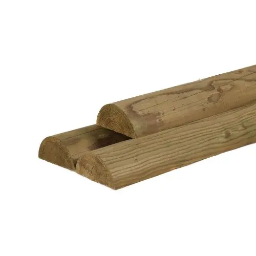 Merkproduct Vuren halfrond gefreesd bruin geïmpregneerd Ø10x400 cm