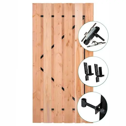 Tuindeur Privacy douglas met zwart frame inclusief slot 195x90 cm Weekendaanbieding