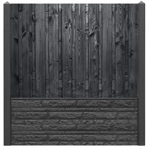 Hout-betonschutting motief antraciet i.c.m. tuinscherm Stuttgart 21-planks Bestseller