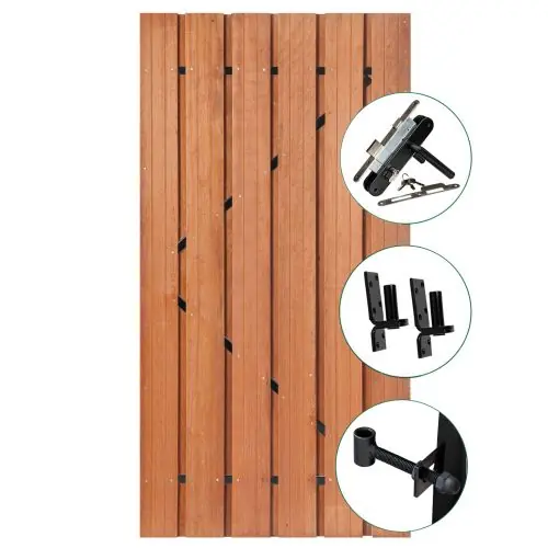 Express Levering Tuindeur Privacy hardhout met zwart frame inclusief slot 195x100 cm