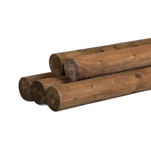 Gratis Retour Ronde paal vuren gefreesd bruin geïmpregneerd Ø10x500 cm haaks