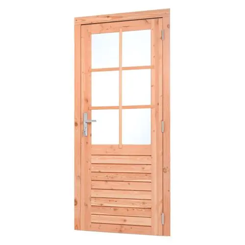 Beperkte Voorraad Enkele glas deur Red class wood 6 ruits 100x205 cm RVS beslag RD K226270