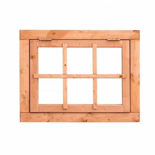 Korting Uitzetraam Red class wood 6 ruits RVS beslag 90x70 cm