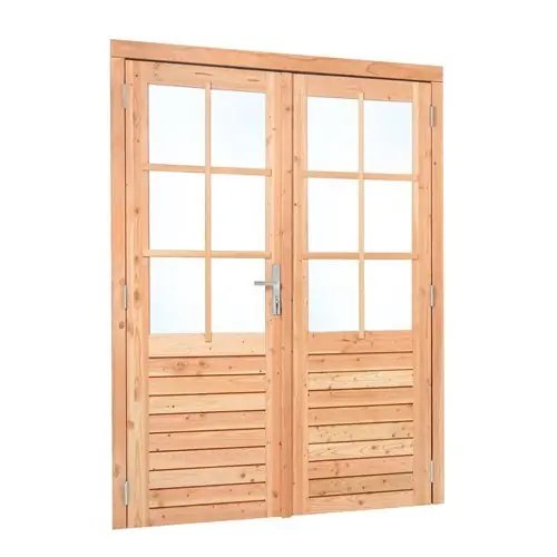 Douglas dubbele glasdeur 6-ruits RVS beslag 185x205 cm linksdraaiend Veilige Betaling