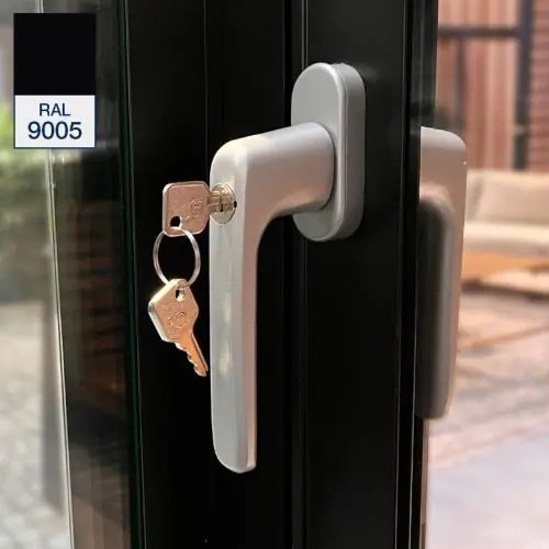 Glazen schuifwand zij-sluiting zwart Dagaanbieding