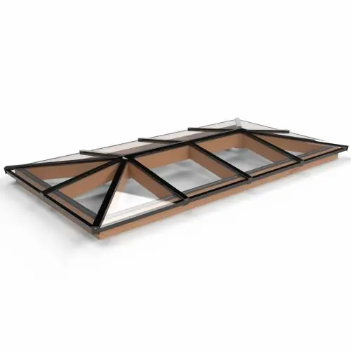Lichtstraat schilddak douglas gelaagd glas 236,8x155 cm zwart Nieuw