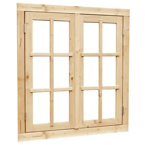 Dubbel uitzetraam met dubbelglas 112x120,5 cm vuren Speciale Aanbieding