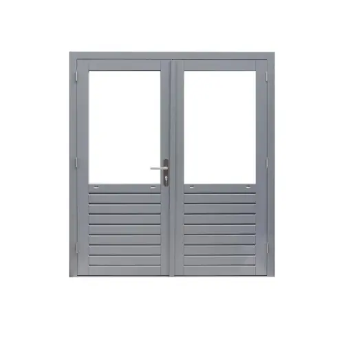 Tijdelijk Beschikbaar Dubbele 1-ruits deur Prestige linksdraaiend 202x221 cm Hardhout grijs gegrond 1017095