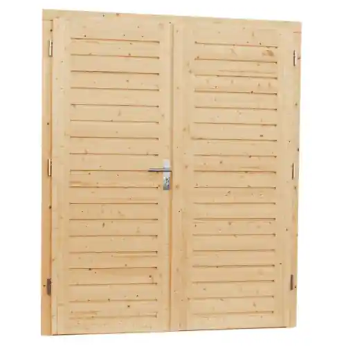 Dubbele dichte opdekdeur met 5-puntssluiting rechtsdraaiend 168x201 cm vuren 1019050 Exclusieve Aanbieding