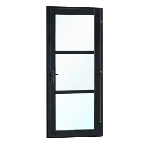 Betaalbaar Vuren steellook enkele glasdeur zwart gespoten 110x212 cm rd K216420