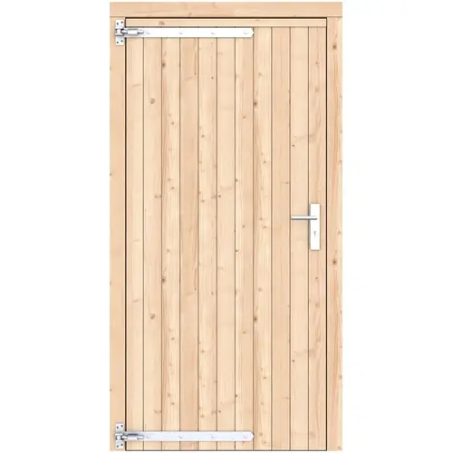 Actieprijs Vuren dichte enkele deur 108x209 cm ld verzinkte hengen RVS beslag onbehandeld 1073234