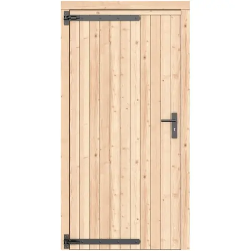 Betaalbaar Vuren dichte enkele deur 108x209 cm ld zwart beslag kleurloos geïmpregneerd 1073294