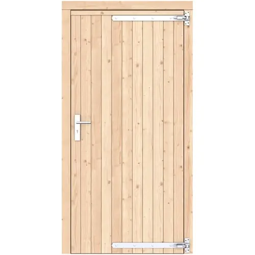 Vuren dichte enkele deur 108x209 cm rd verzinkte hengen RVS beslag onbehandeld 1073238 Weekendaanbieding