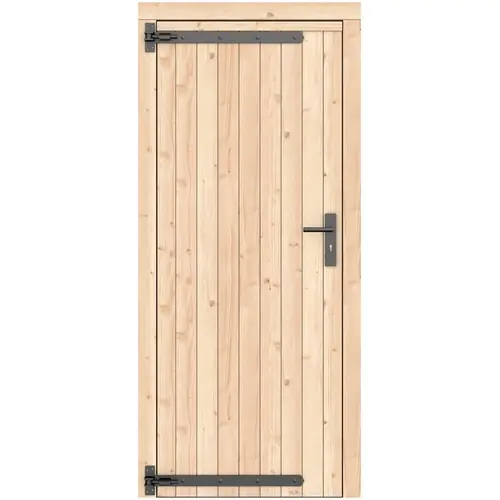 Vuren dichte enkele deur 90x201 cm ld zwart beslag groen geïmpregneerd 1059022 Exclusieve Aanbieding