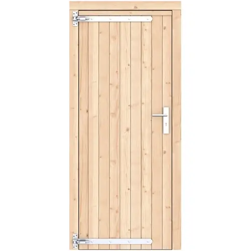 Vuren dichte enkele deur 90x201 cm rd verzinkte hengen RVS beslag kleurloos geïmpregneerd 1057545 Beste Prijs