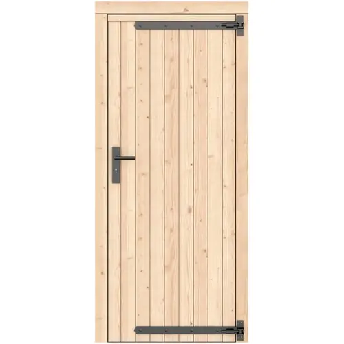 Favoriet Vuren dichte enkele deur 90x201 cm rd zwart beslag onbehandeld 1058937