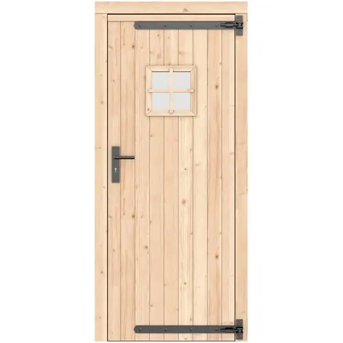 Voordeelprijs Vuren enkele deur 90x201 cm rd zwart beslag groen geïmpregneerd 1057541