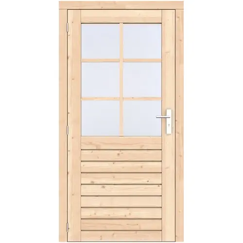 Vuren enkele deur Prestige 108x209 cm ld RVS beslag onbehandeld 1073277 Betaalbaar