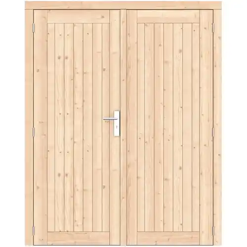 Vuren dichte dubbele deur Prestige 168x209 cm ld RVS beslag kleurloos geïmpregneerd 1073332 Must-Have