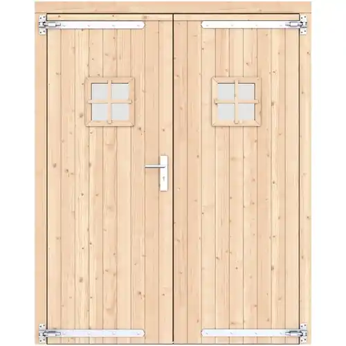 Lage Kosten Vuren dubbele deur 168x209 cm ld verzinkte hengen RVS beslag groen geïmpregneerd 1073351