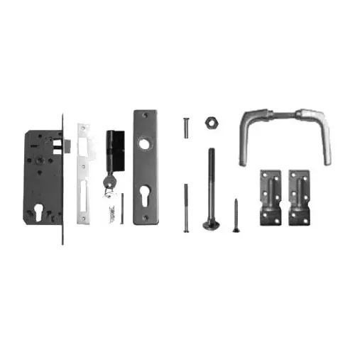 Aluminium deurklink met langschild cilinderslot en duimen t.b.v. deuren op stalen frame Speciale Aanbieding