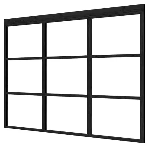 Bestseller Steellook glaswand zwart B135xH224 cm (3 stuks van 45 cm)