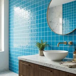 Op = Op Wandtegel Handvorm Geo Twist Blauw Glans 10x10