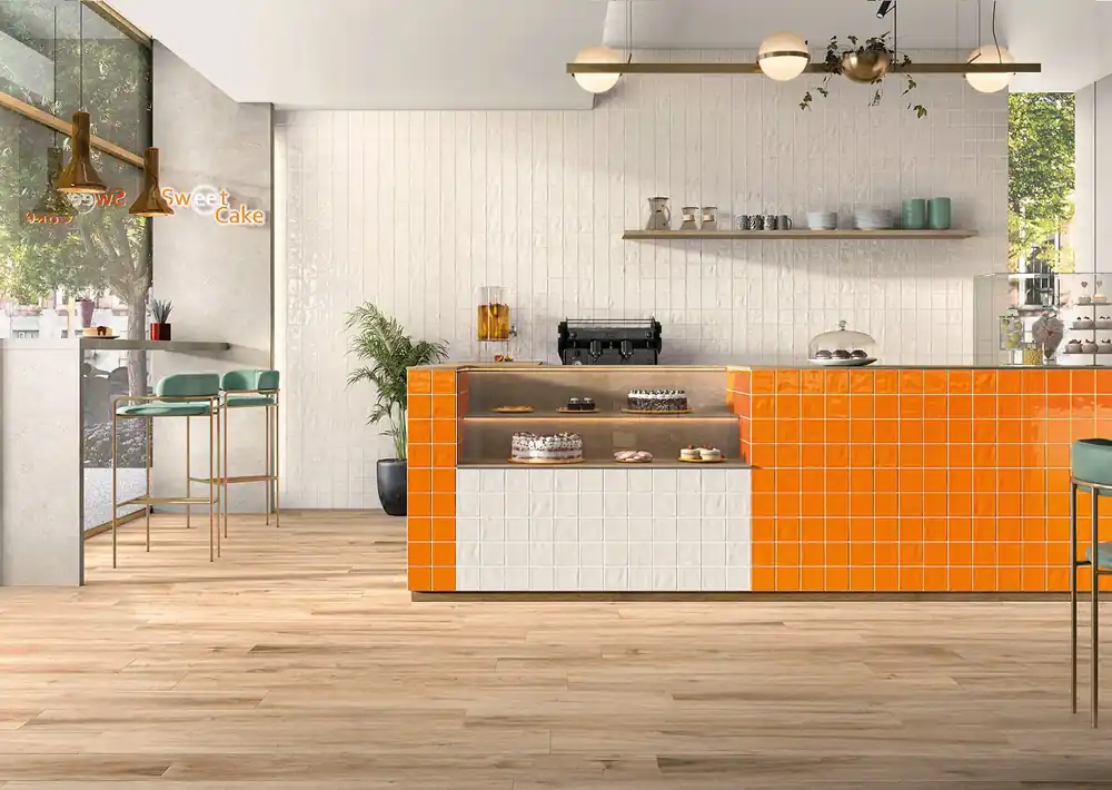 Alleen Vandaag Wandtegel Handvorm Geo Twist Oranje Glans 10x10