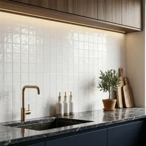 Rechtstreeks Van De Fabrikant Wandtegel Handvorm Geo Twist Wit Glans 10x10